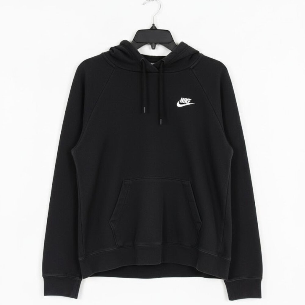 Nike Sportswear Essential Fleece Pullover Hoodie L Black Sweatshirt Casual Logo
